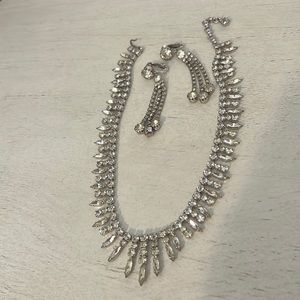 Vintage signed Sherman clear Swarovski choker necklace and unmarked earrings